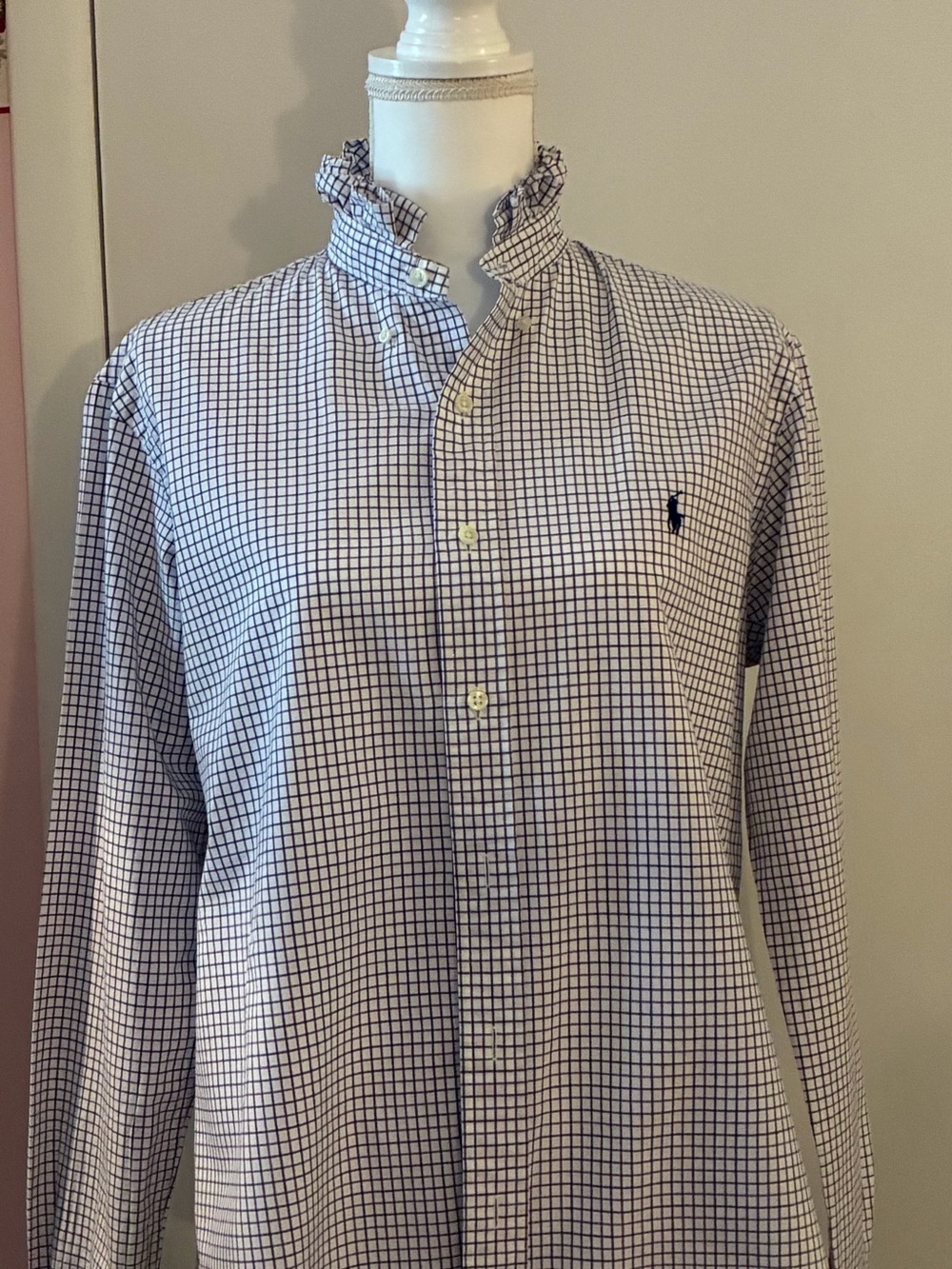 Up cycled Ralph Lauren ruffled collar shirt